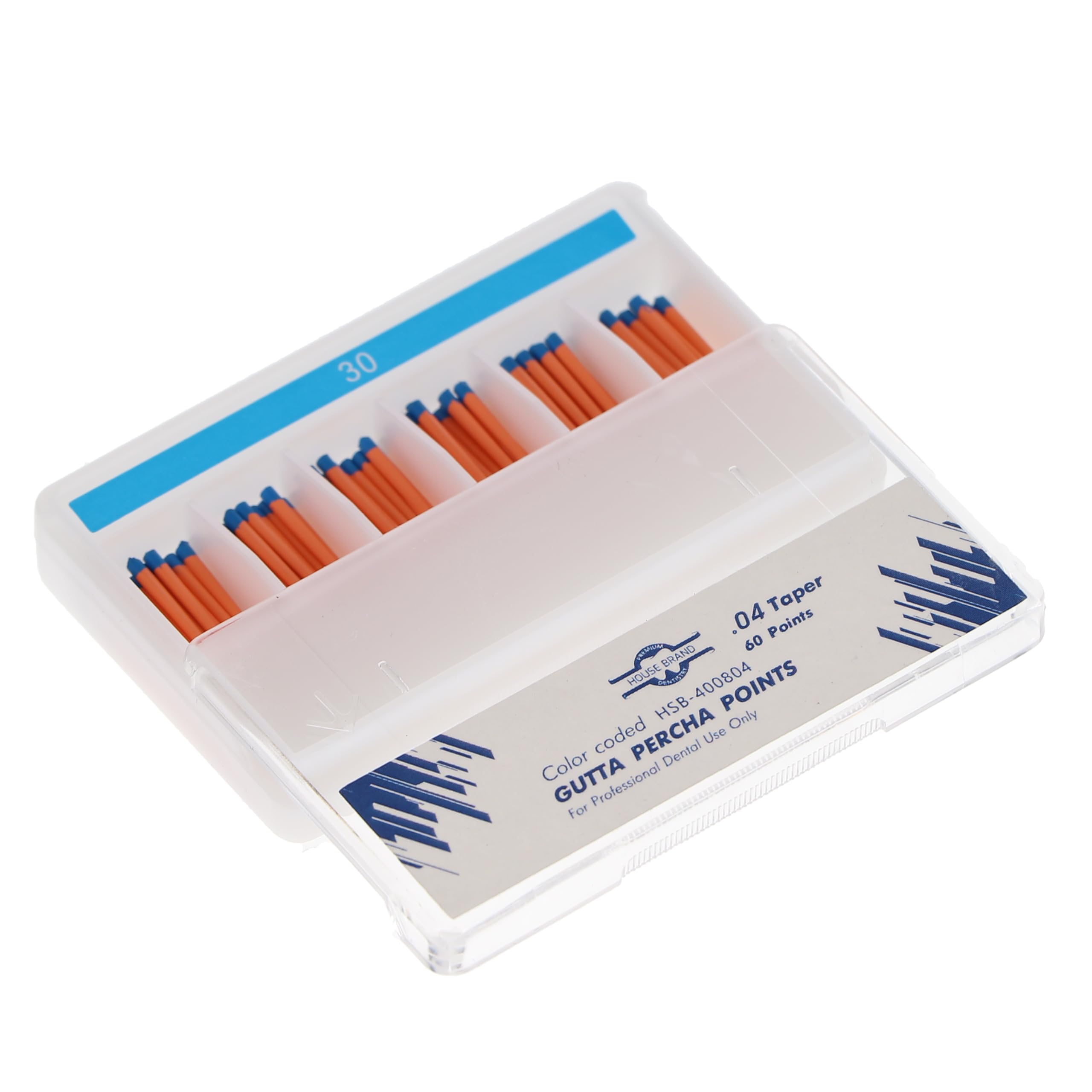 House Brand Dentistry 400804 HSB Gutta Percha Points .04 Tapered #30 60/Pk