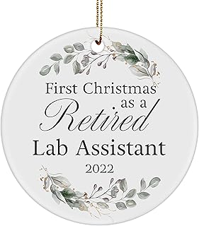 Retirement Ornament for Lab Assistant Gifts First Christmas as a Retired Technician Laboratory Medical Tech Research Phlebotomist Xmas 2022 Round Shaped Circle Party Decor