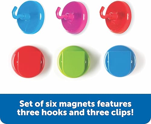 Miniatura 2 de Learning Resources Ganchos y clips magnéticos superfuertes, gancho y clips para el aula, cuatro colores, suministros de escuela en casa, suministros