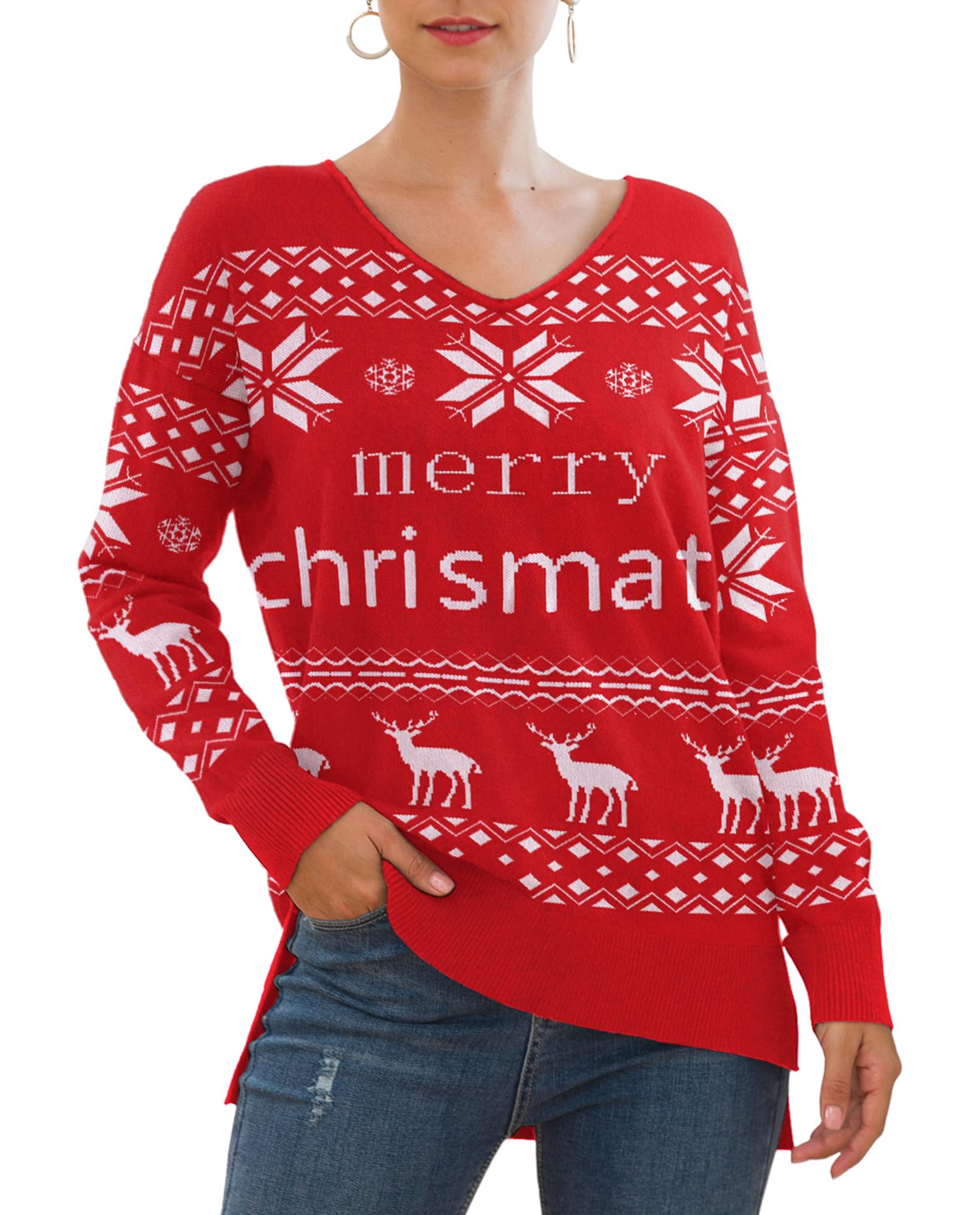 Jouica Womens Winter Longt Sleeve Sweater Oversized Knitted Pullover Sweater