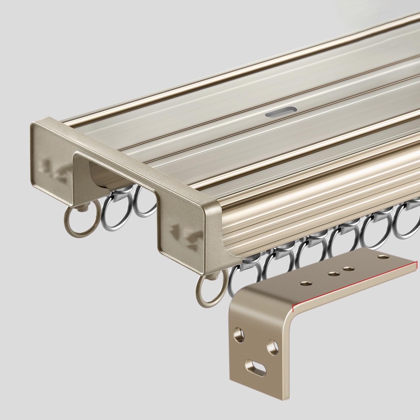 Double rail rideaux plafond premium en alliage d'aluminium champagne pour une finition soignée