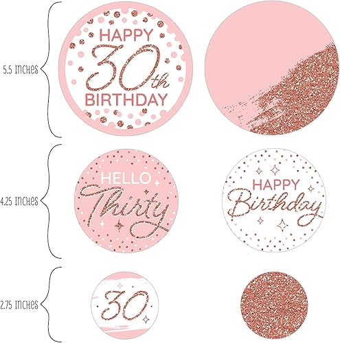 Miniatura 2 de Big Dot of Happiness 30 cumpleaños de oro rosa rosa Confeti de círculo gigante para fiesta de feliz cumpleaños Decoraciones de fiesta Confeti