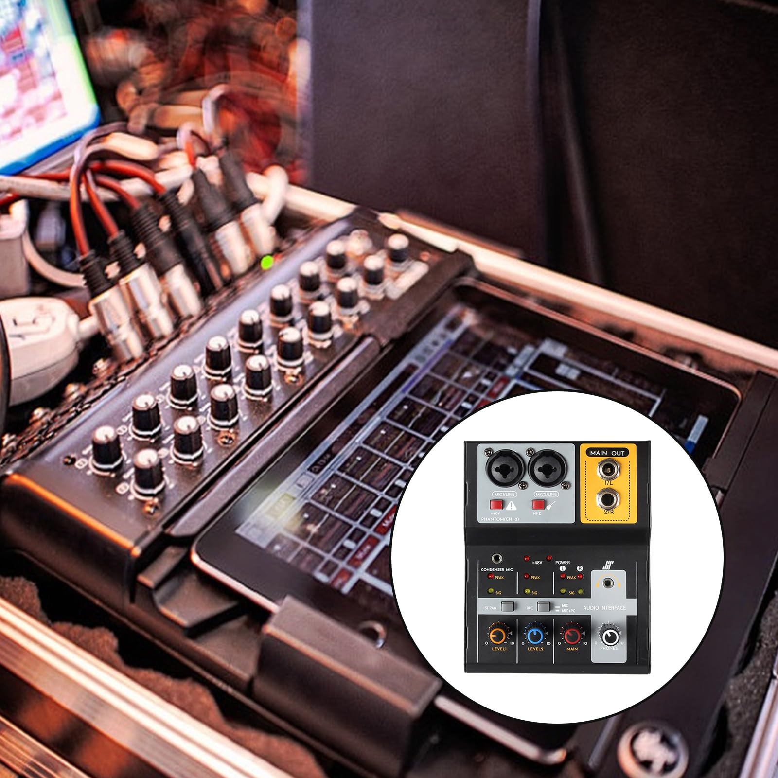 Mezclador de estudio de 2 canales, placa de sonido, mezclador auditivo USB con sonido Hifi 32 bits/384 kHz resolución para audio USB