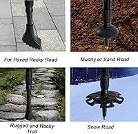 Vista 3 de Paquete de 10 puntas de goma para bastones de senderismo, protectores de puntas de repuesto, cestas de nieve, juego de cestas de barro para bastones