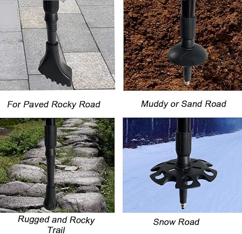 Miniatura 3 de Paquete de 10 puntas de goma para bastones de senderismo, protectores de puntas de repuesto, cestas de nieve, juego de cestas de barro para bastones