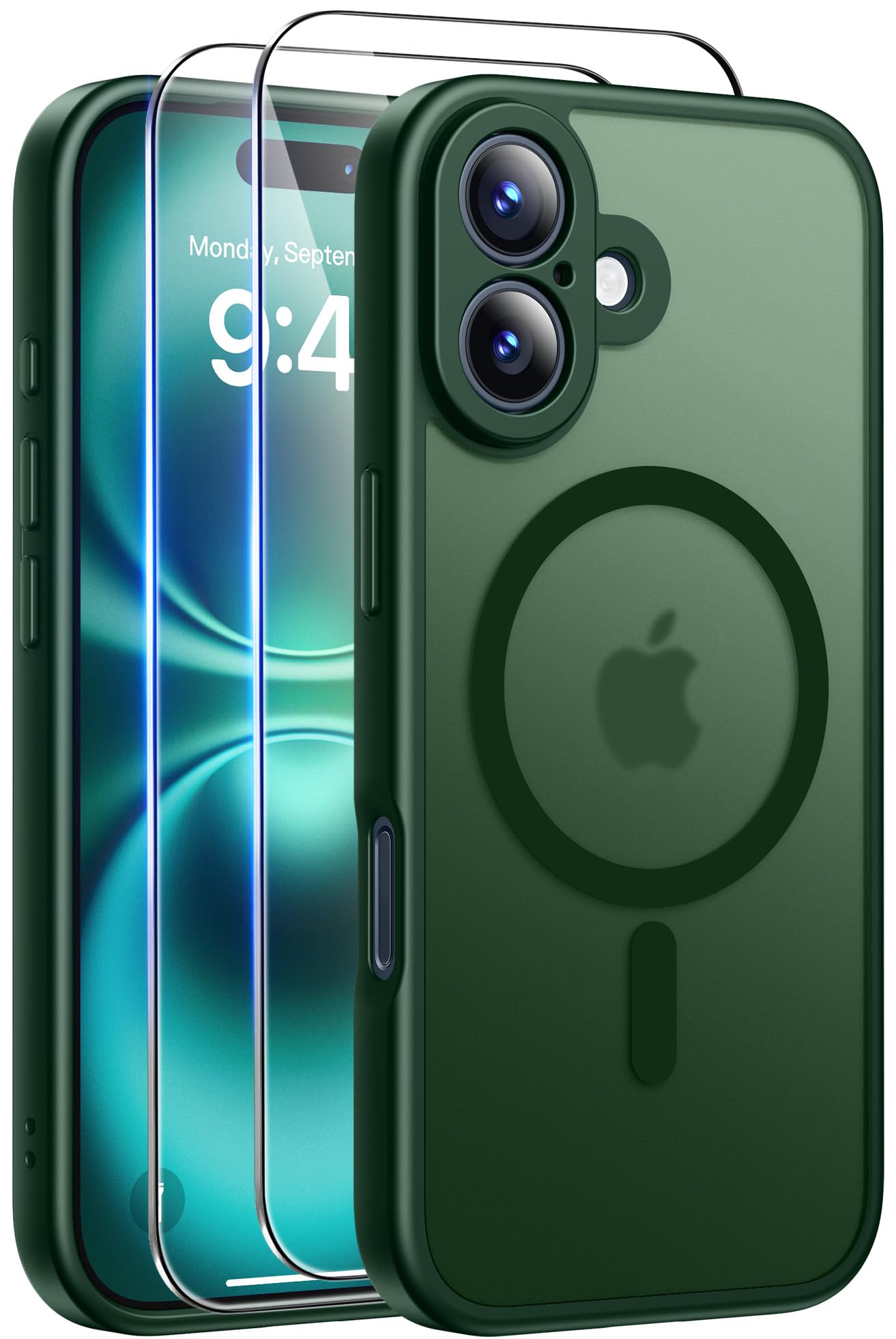 Qasyfanc Cover Silicone IPhone 16 Pro Con Protezione Fotocamera E 2 Pellicole Vetro Temperato - Nero Elegante