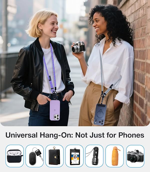 KuakeCase Phone Lanyard Crossbody, 3-in-1 Neck Strap& Wrist Strap, Adjustable Anti-Theft Lanyard with 2 Phone Tether Tabs, Universal CellPhone Strap for All Case, Travel Essential, Purple by KuakeCase - Used condition - Image 5
