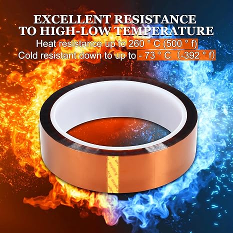 Polyimide Film Adhesive Tape High Temperature Tape 1 inch (25.4mm) X 33m,No Residue Heat Resistant Tape for Sublimation, Masking, 3D Printing, Electric Task, Soldering