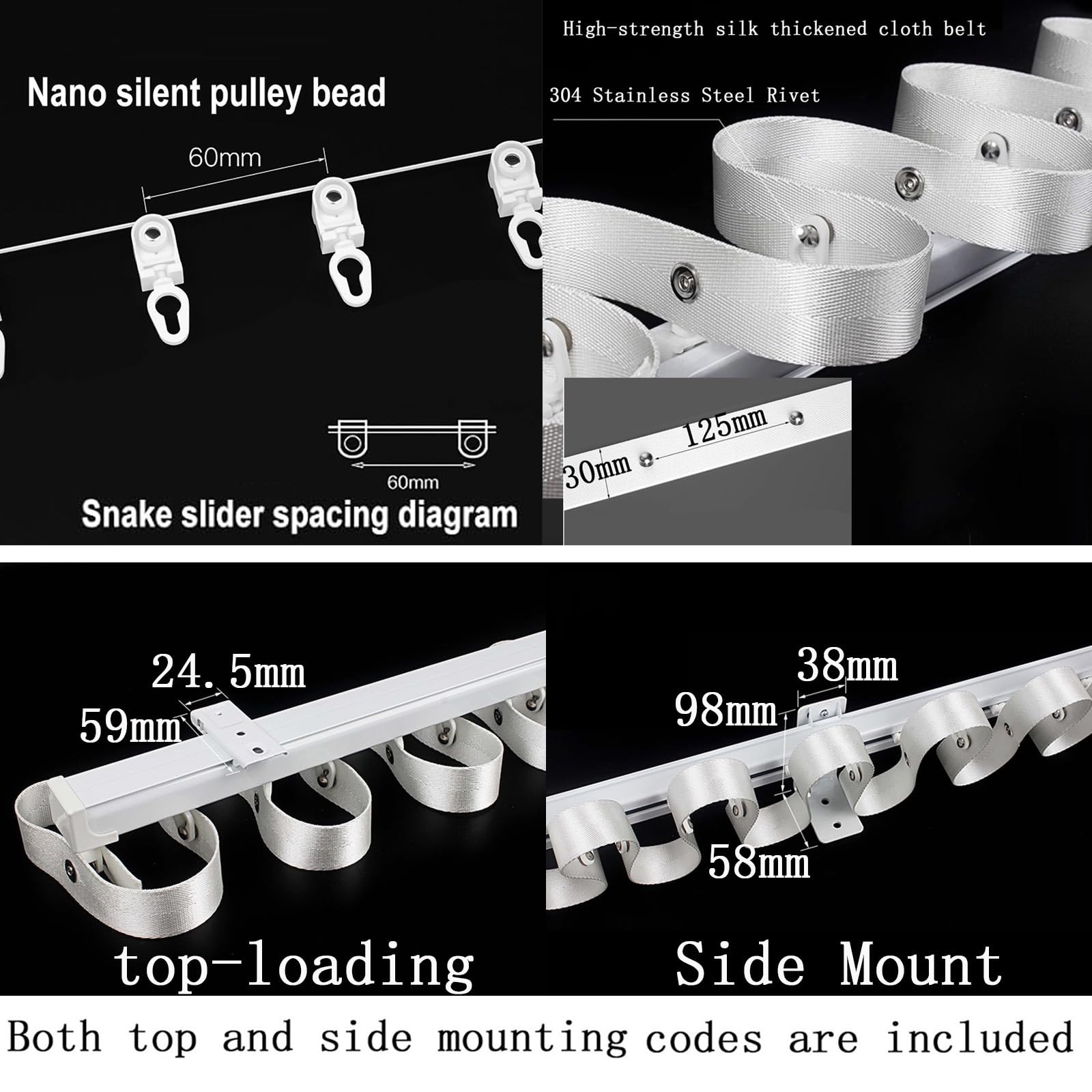 Aluminiowy system szyn szynowych 0,5 m/1 m//6 m Rust-Resint Sliding ains S-S Wave Design 4,4 m (14,4 ft) zakrzywiona szyna ain dla gładkości