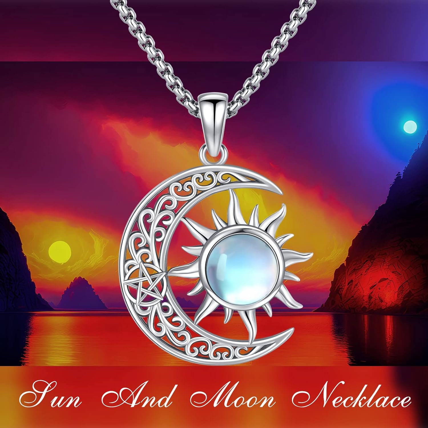 Pentagram Necklace Sterling Silver Triple Moon Goddess/Celtic Knot Witches Knot/Ankh/Sun and Moon/Hecate/Lilith/Santa Muerte/Tetragrammaton Pendant Necklace Pagan Wiccan Magic Egyptian Amulet Jewelry for Women Men - Image 8