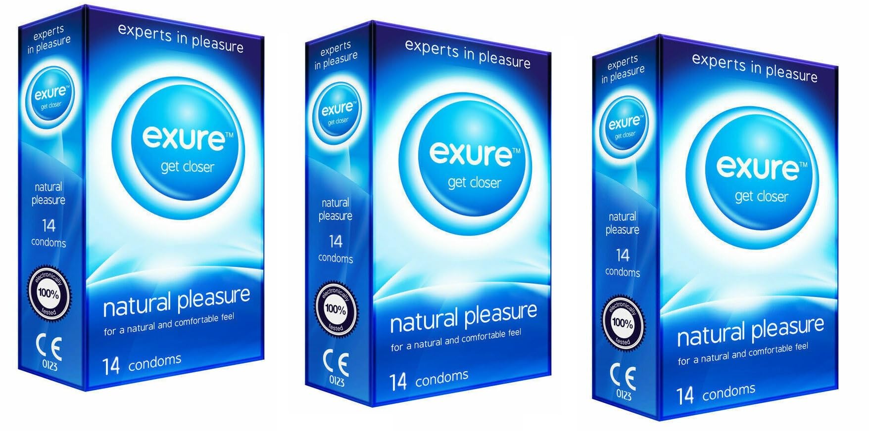 Ribbed, Natural & Flavoured by EXURE Condoms| Discreet Packaging 14/28/42pk Secure Condoms (Natural, 42pk)