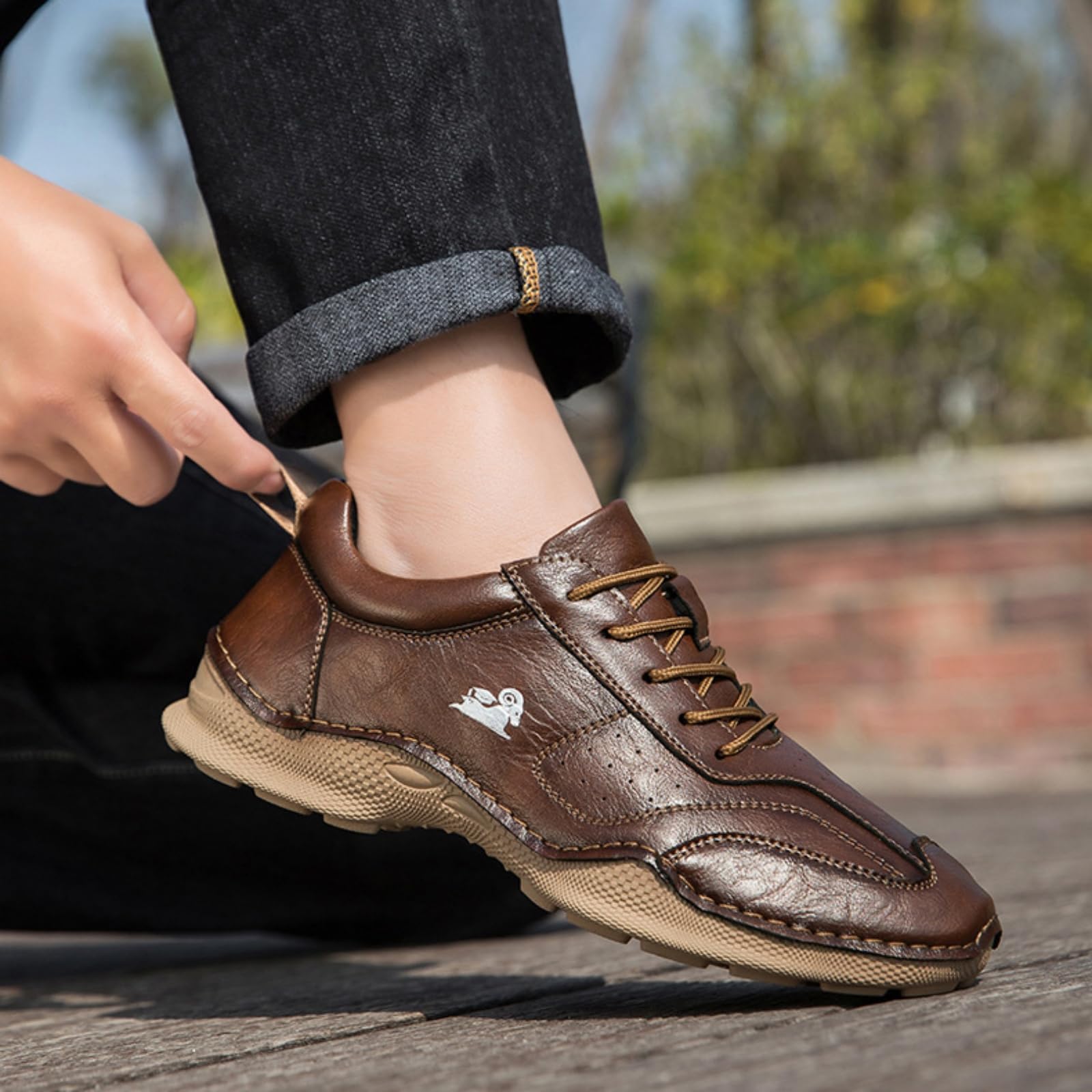 Scarpe Trekking Uomo Pelle Scarpe Escursionismo Outdoor | Traspiranti Resistenti Lacci A Taglio Basso, Antiscivolo Comode Con Supporto Alla Caviglia Per Campeggio Trekking