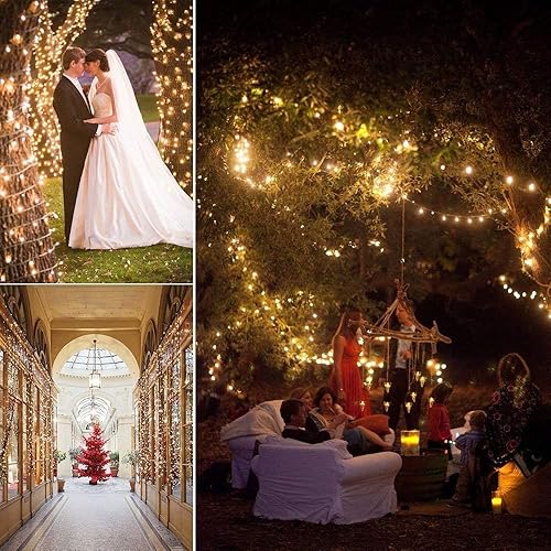 Miniatura 6 de Green Convenience Guirnalda de luces de Navidad de 108 pies, 300 luces LED, 8 modos de luces conectables, luz impermeable para Navidad, fiesta,