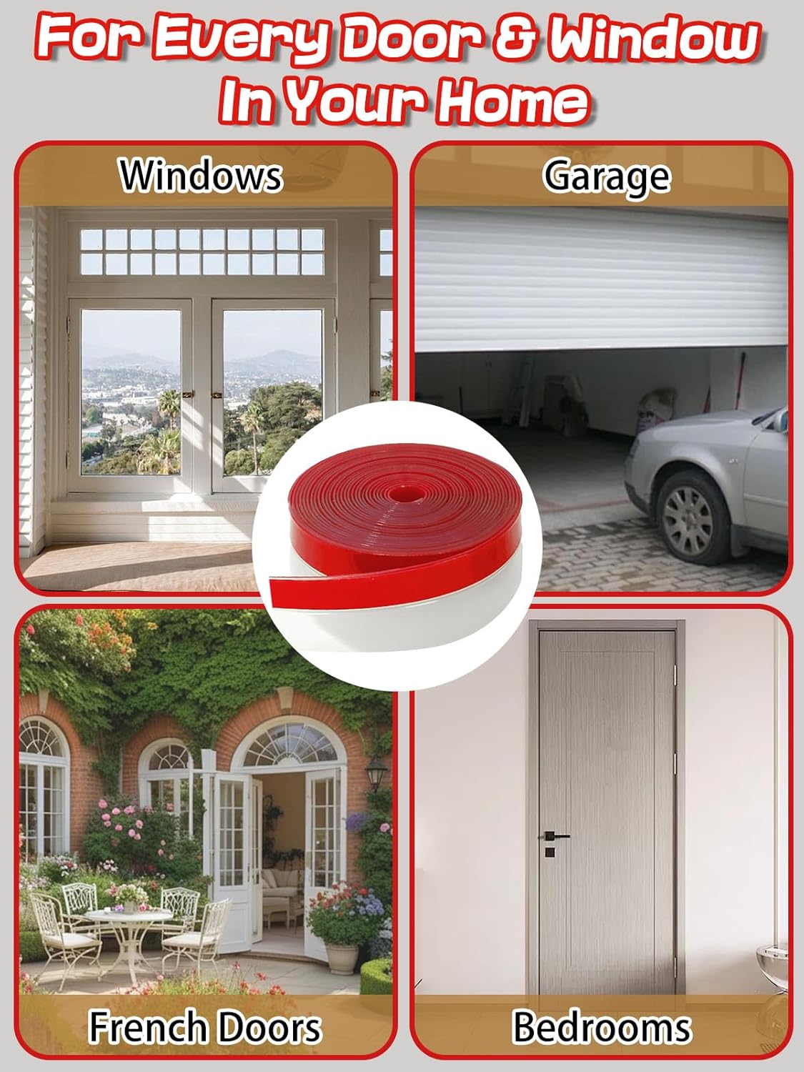Weather Stripping Door Seal for Max Gaps 13mm - 1.38'' W x 20' L Door Draft Stopper for Door Bottom Frame Window Insulation Home Winterizing