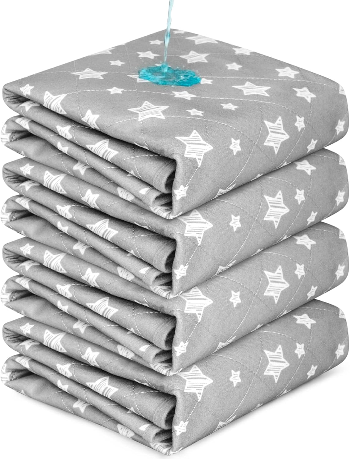 Reusable Bed Pads 34"x36" 4 Pack Gray, Absorbent Waterproof Chuck Pads