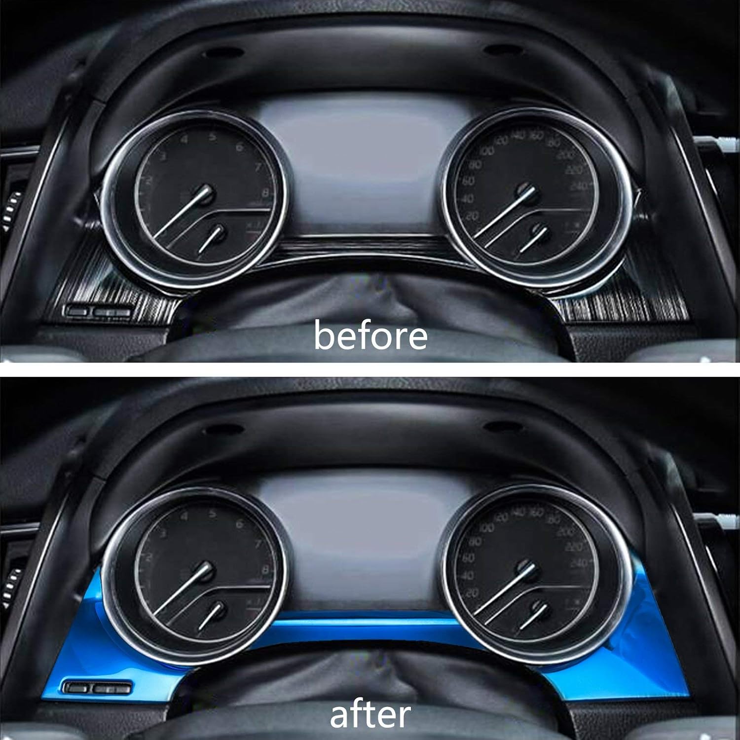 x xotic tech Dashboard Instrument Meter Panel Cover Trim, Blue Stainless Steel, Compatible with Camry 2018-2024