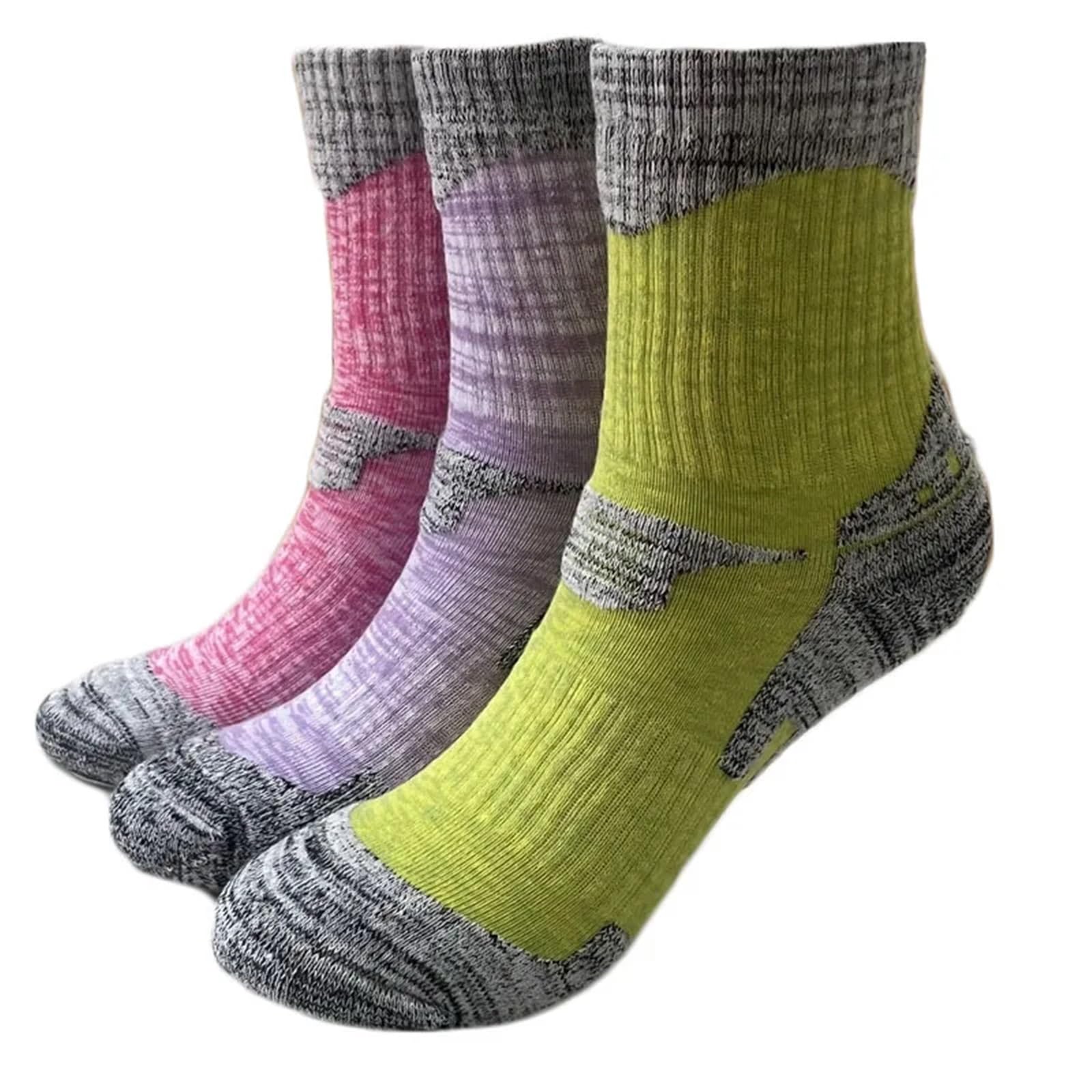 JIANZHONG Skisocken, 3 Paar, dicke Wandersocken, Kompression, rutschfest, Winter, Camping, Thermosocken, warme Sportsocken, Herren und Damen, Trekkingsocken, Snowboard
