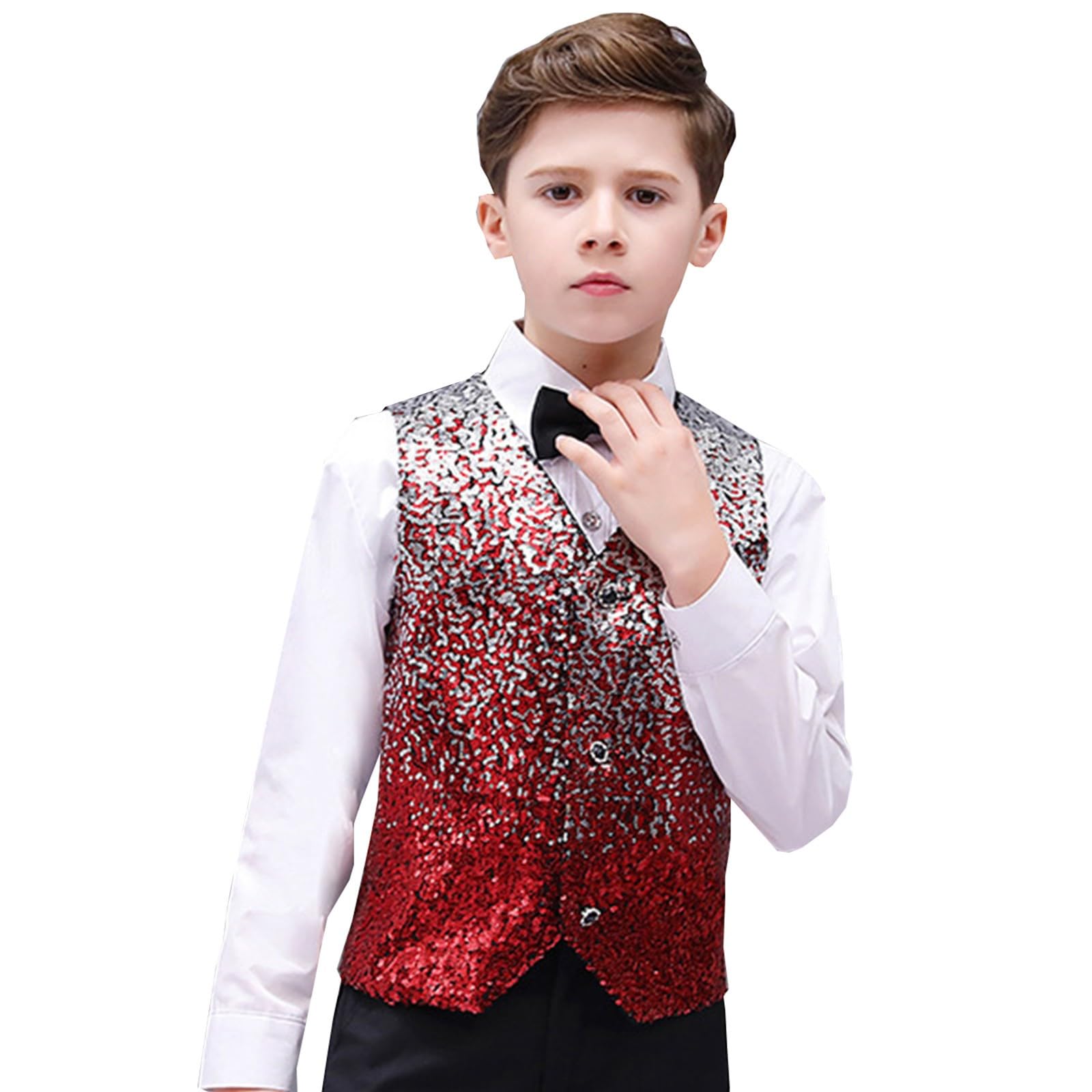 Generisch Jungen Performance-Weste mit glitzerndem Paillettenmuster für Bühnenauftritte Partys Shows vielseitig tragbar als modisches Outfit-Set