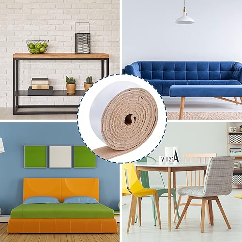 Miniatura 4 de Shappy Paquete de 2 tiras de fieltro con parte trasera adhesiva, rollo de cinta de fieltro, antideslizantes, autoadhesivas, almohadillas cortables