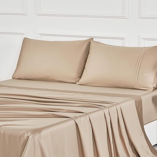 Miniatura 7 de JELLYMONI Juego de sábanas de satén de 400 hilos, 100% algodón, 3 piezas, sábanas refrescantes extra suaves, con bolsillos profundos de 16 pulgadas