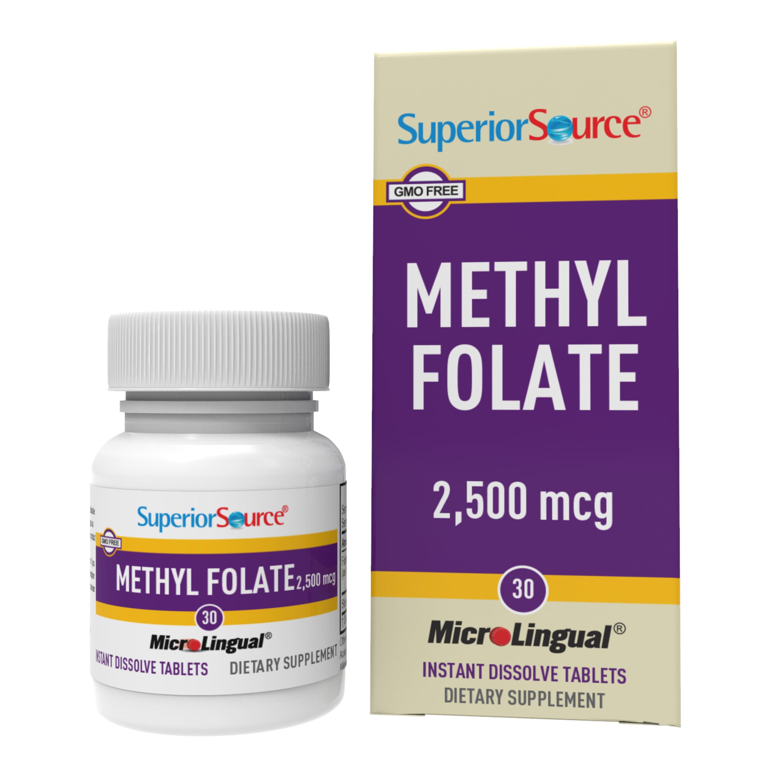 Superior Source Methyl Folate 2,500 mcg, 30 Sublingual Tablets