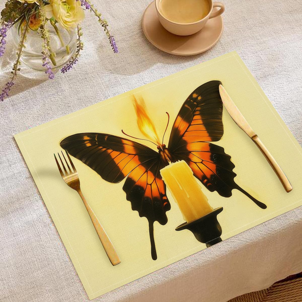 Sets de table d'été motif peinture à l'huile pour décoration de cuisine