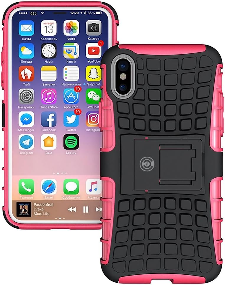 iPhone X Case for Women - iPhone X/XS Cases for Women and Girls by Cable And Case (Pink/Black)