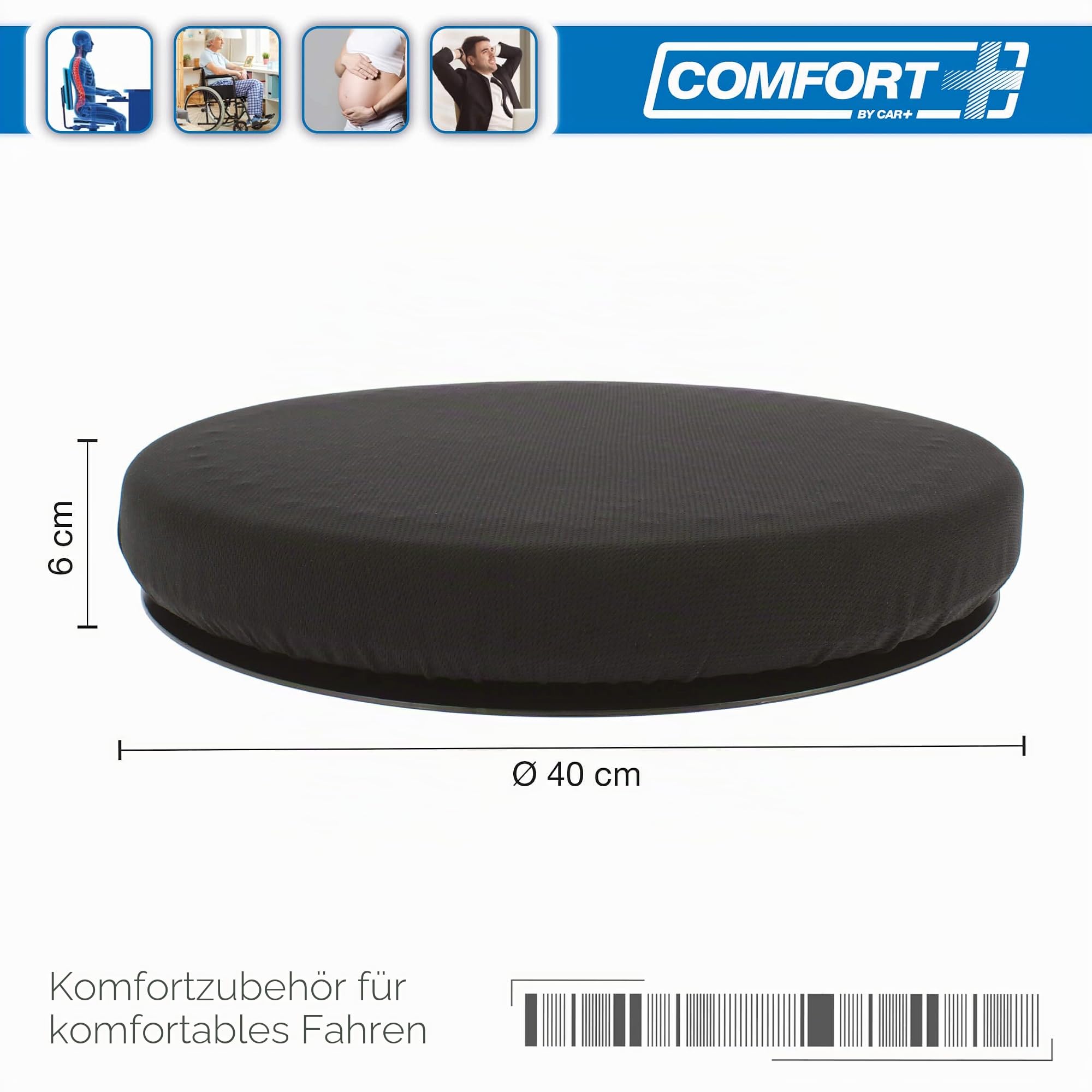 S SUMEX RK19009 Rundes Kissen, um 360 Grad drehbar, viskoelastisch, mit Gel und Memory Foam für Auto, Büro und alle Arten von Sitzen