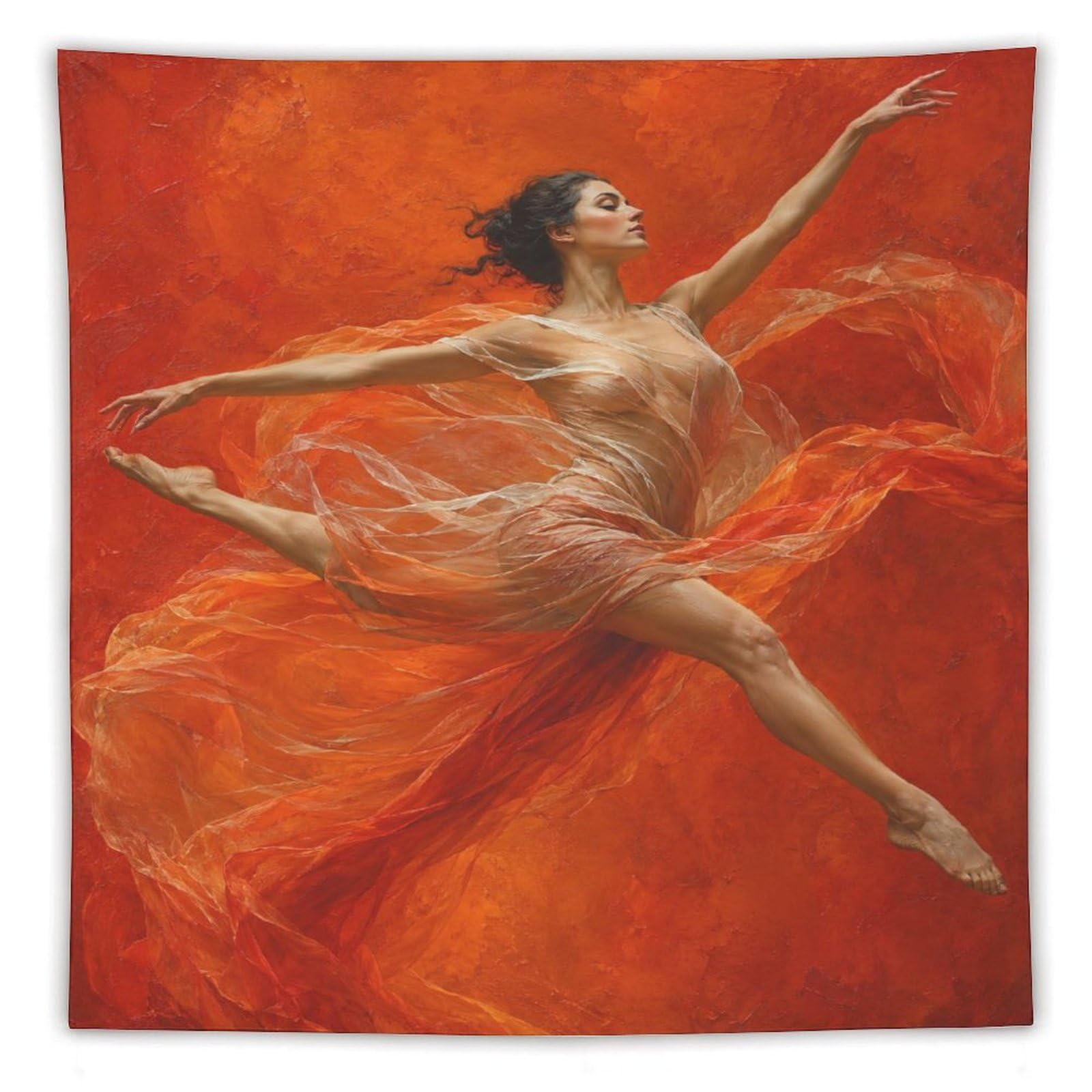 H3B8U2Y5 Red Dress Ballerina Wall Tapestry, Impressionist, Dorm Room