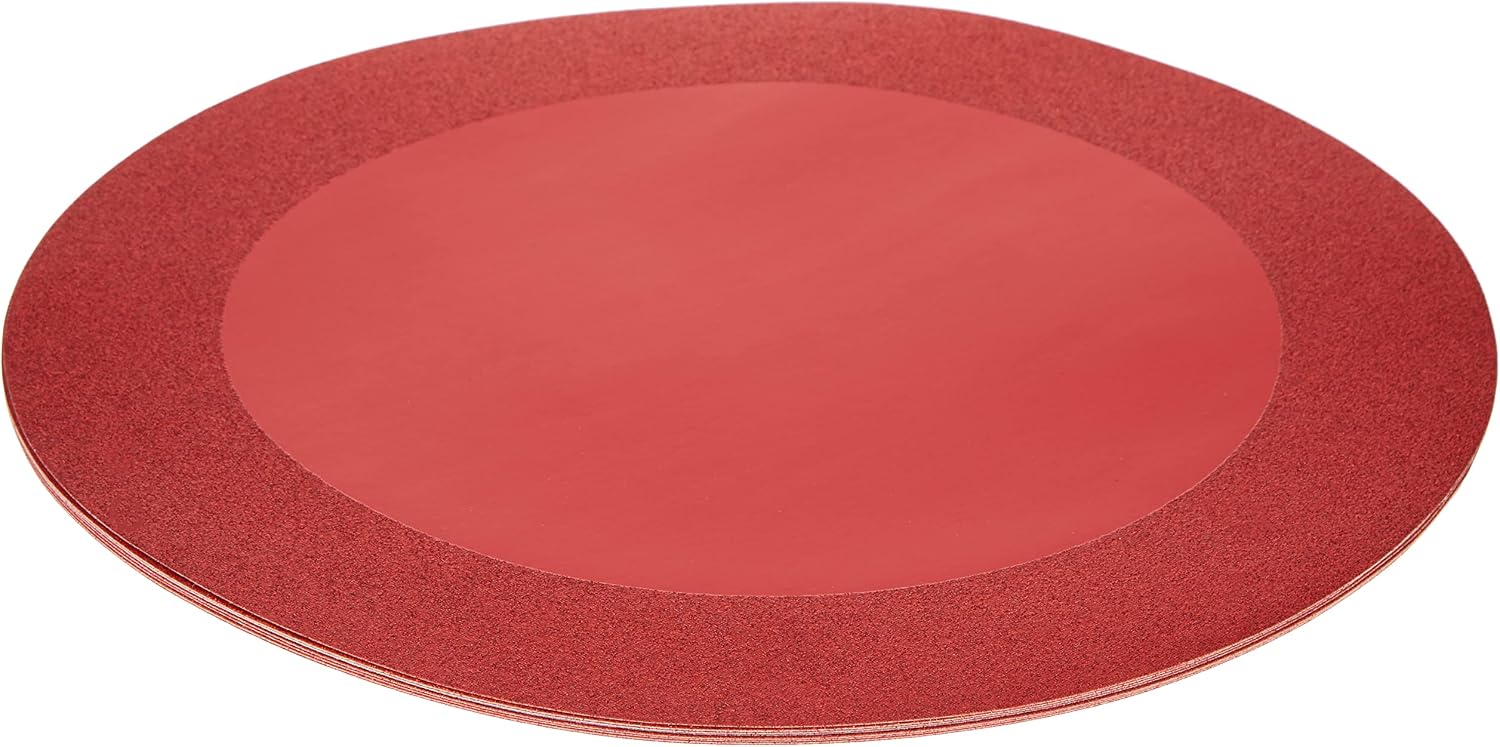 8-Count Round Paper Placemats with 2" Glitter Border, Glitz Red