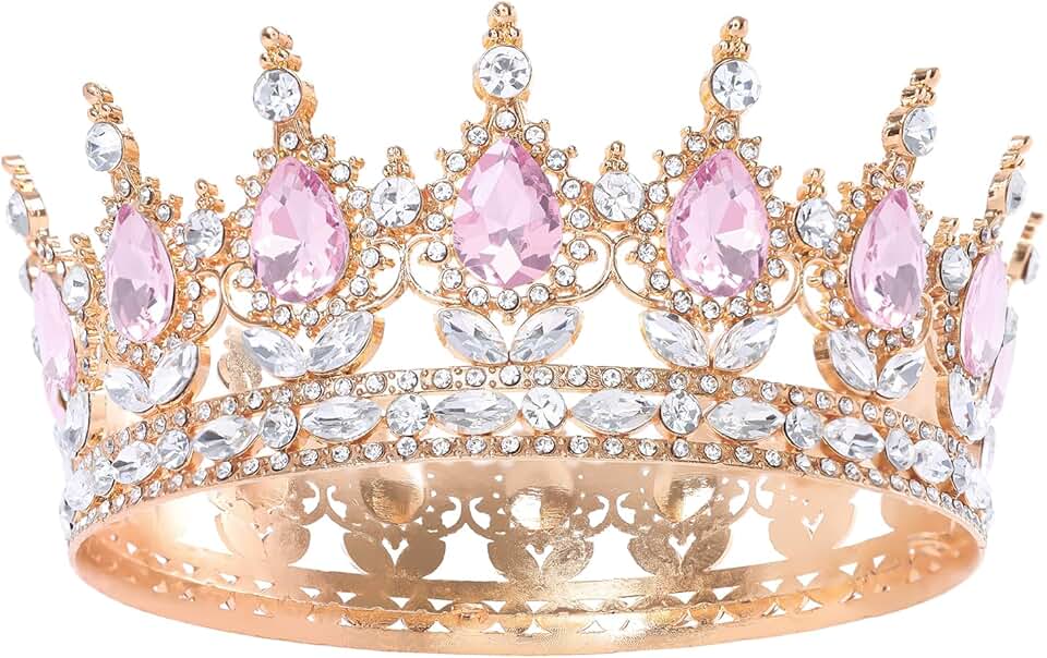Pink Crystal Tiara Headband for Women