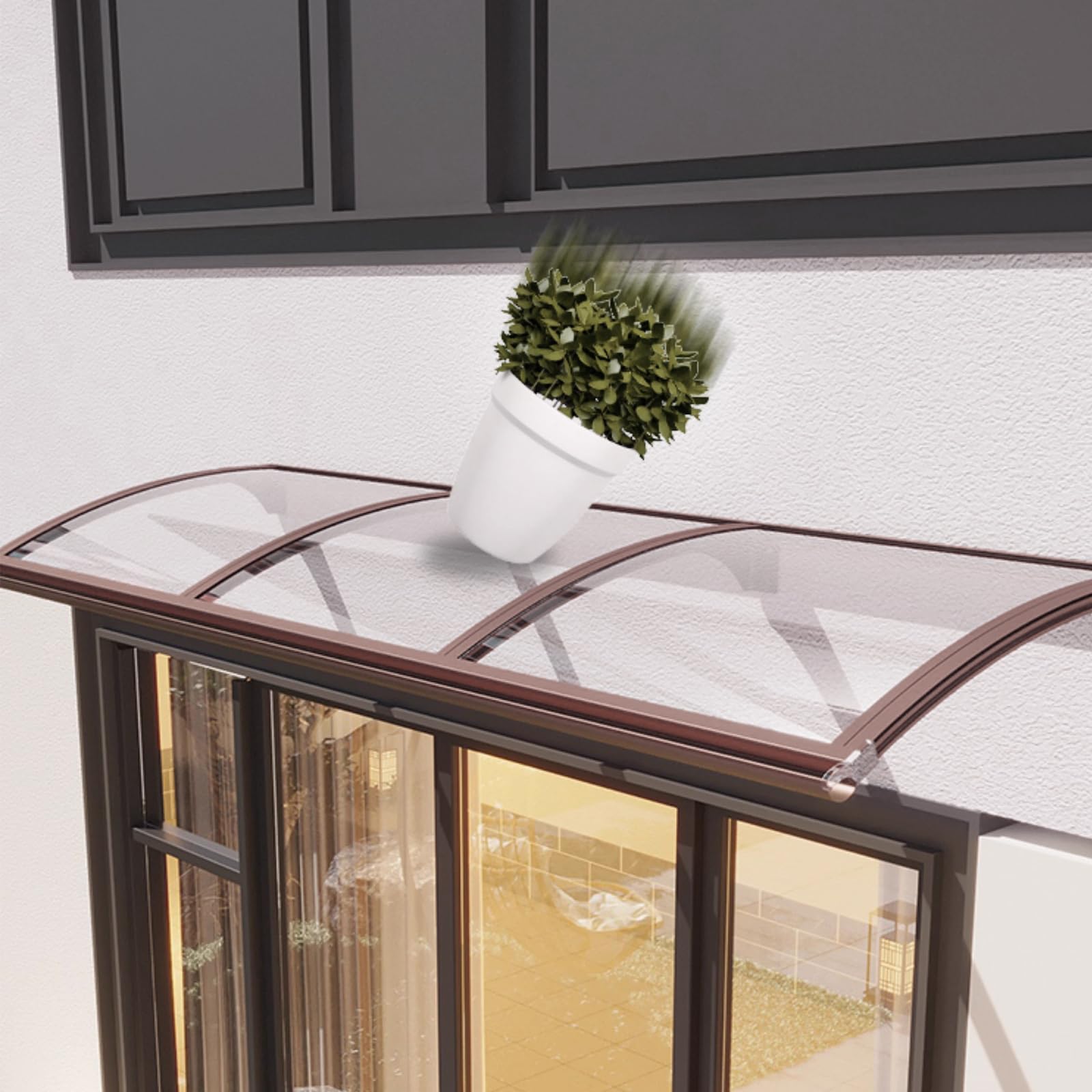 Auvent Porte D'entrée Extérieur - Toit Polycarbonate Transparent 80x180cm - Protection Pluie, UV - Support Aluminium