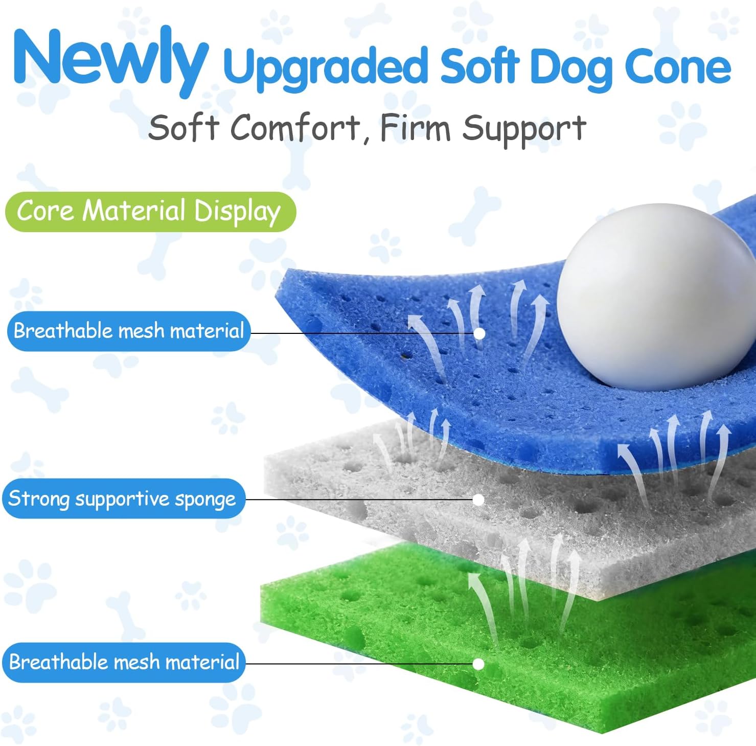 Upgrade Soft Dog Cone Collar, Dog Cone Alternative to Stop Licking After Surgery, Adjustable Comfy Cones for Small/Medium/Large Dogs, Light-Weight Mesh Fabric Elizabethan Collars (XL)