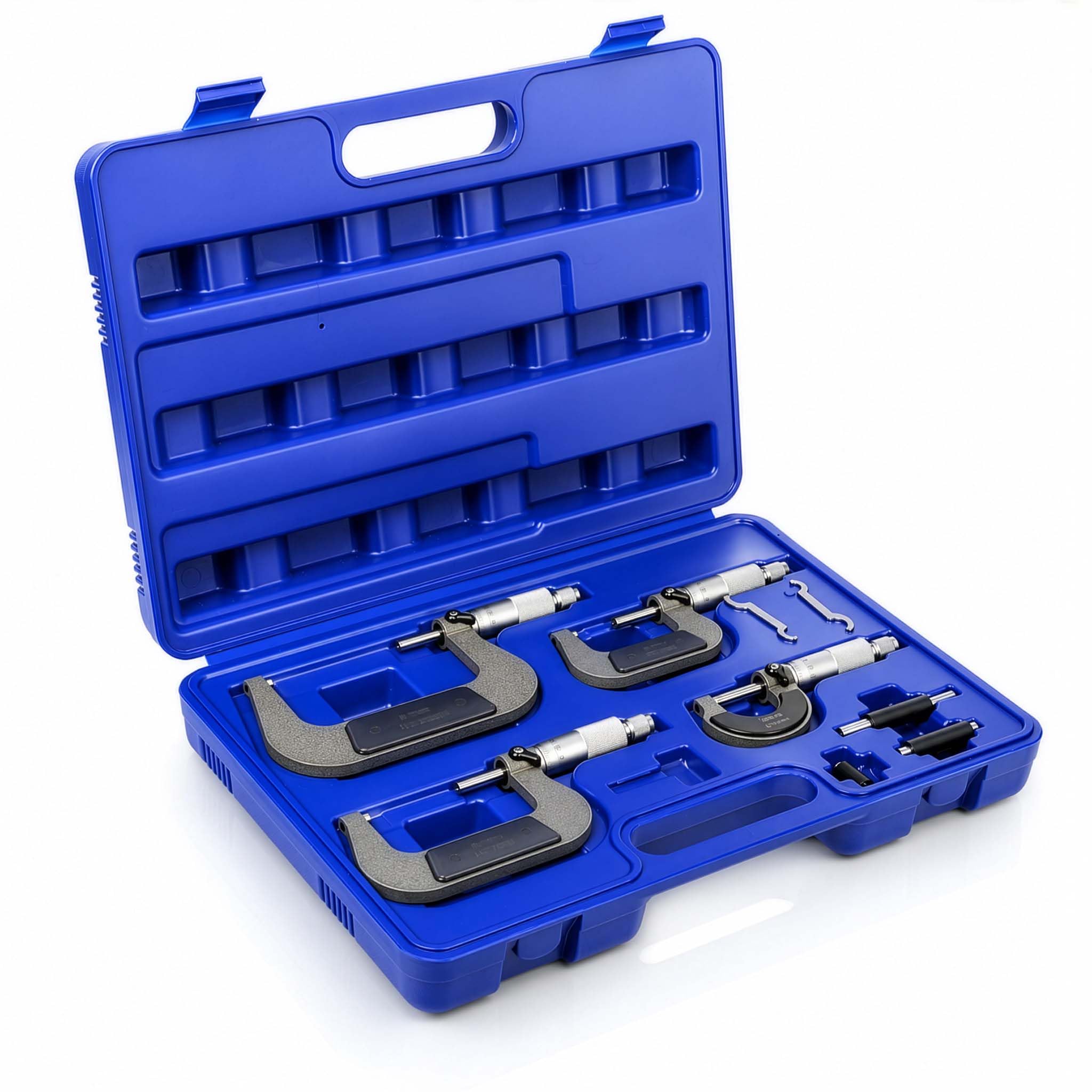 Set de 4 micrómetros 0-100mm Calibrador Micrómetro de exteriores Tornillo Palmer Medición Precisión