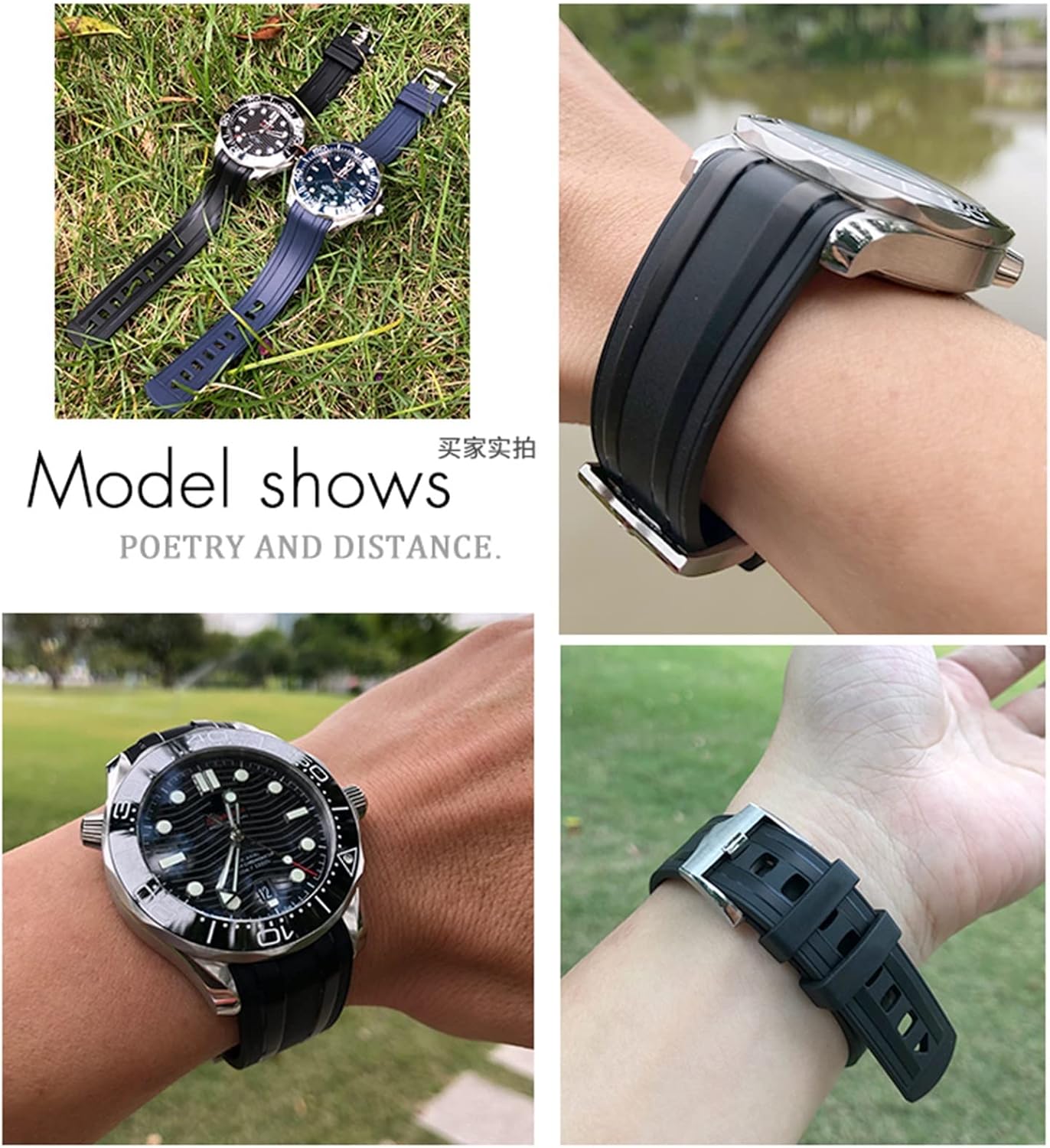 ZUC 20mm FKM Rubber Watchband 20mm For Omega New Seamaster 300 AT150 Black Blue Green Diving Waterproof Soft Strap