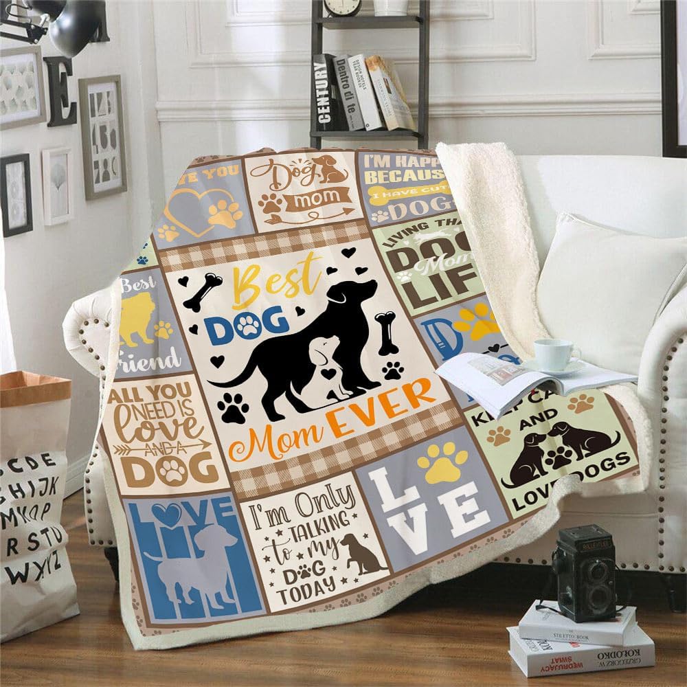 Dog Mom Gifts for Women Throw Blanket, Gifts for Dog Mom,Lovers, Mothers Day Birthday Blanket 60 x 50 (zjm154,50"x 60")