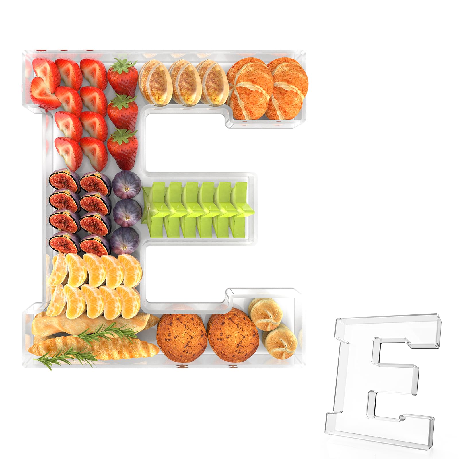13.8" Acrylic Letter Charcuterie Tray,Fillable Alphabet Box (Letter E)