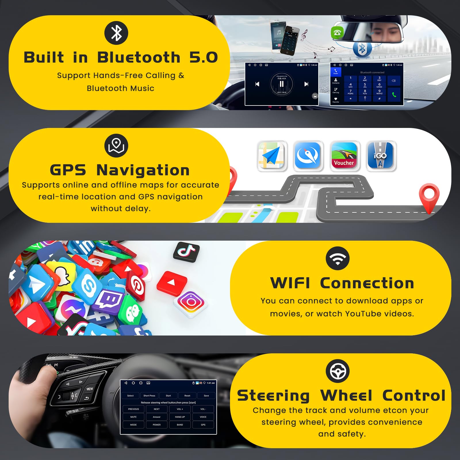 Inefala 4G+64G Android 15 Radio Coche para VW Passat Golf Polo Caddy Tiguan con Inalámbrico Carplay Android Auto, 7" Pantalla Autoradio Bluetoorth con GPS WiFi FM/RDS EQ SWC Cámara Trasera Mic