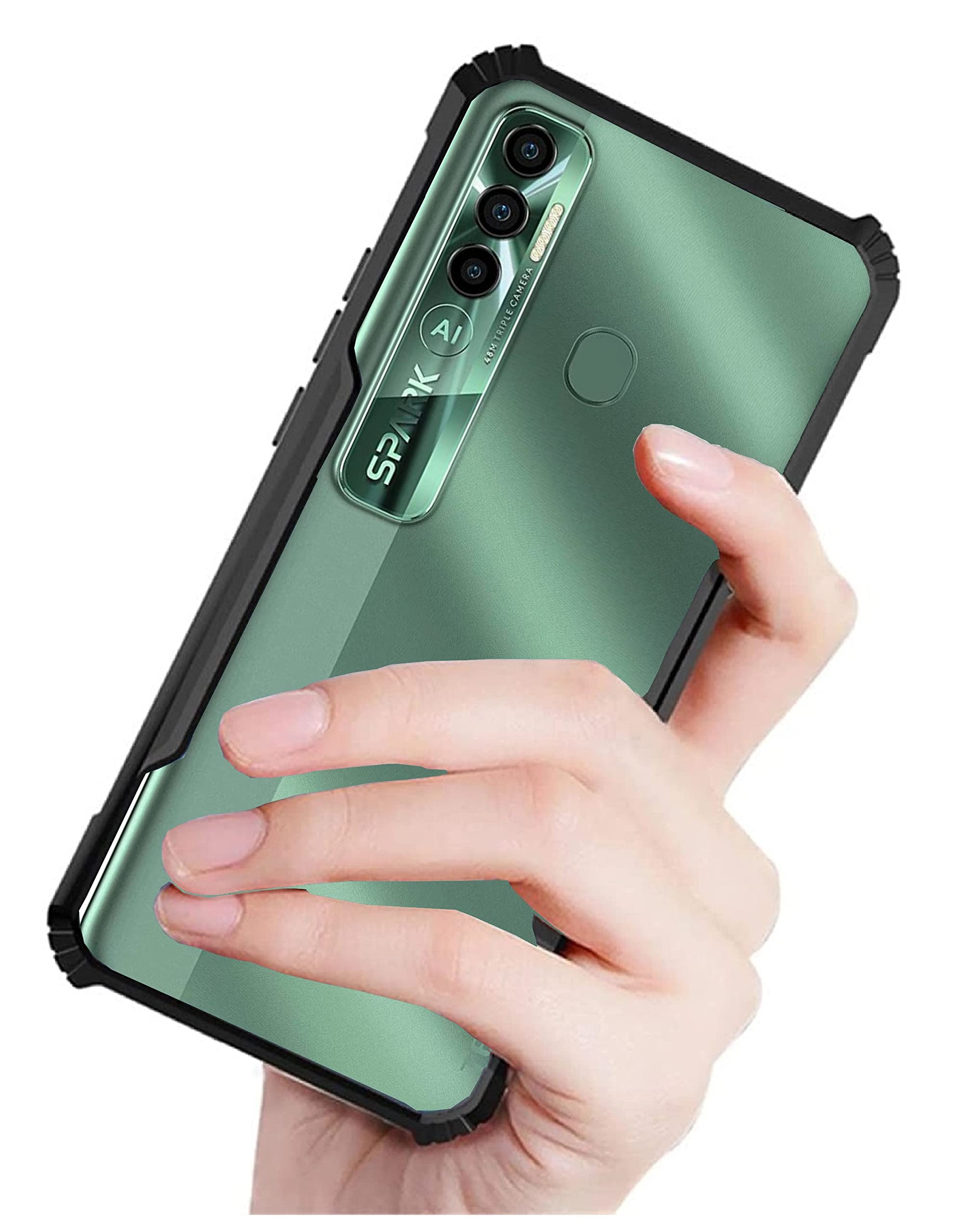 ANKIRANT® 360 Back Case Cover for Tecno Spark 7 Pro (Hybrid Crystal Clear Camera Protect Bumper Corner All Side All Side Protection) - Transparent Black (B0BGCQ5MRG) Amazon Price History, Amazon Price Tracker