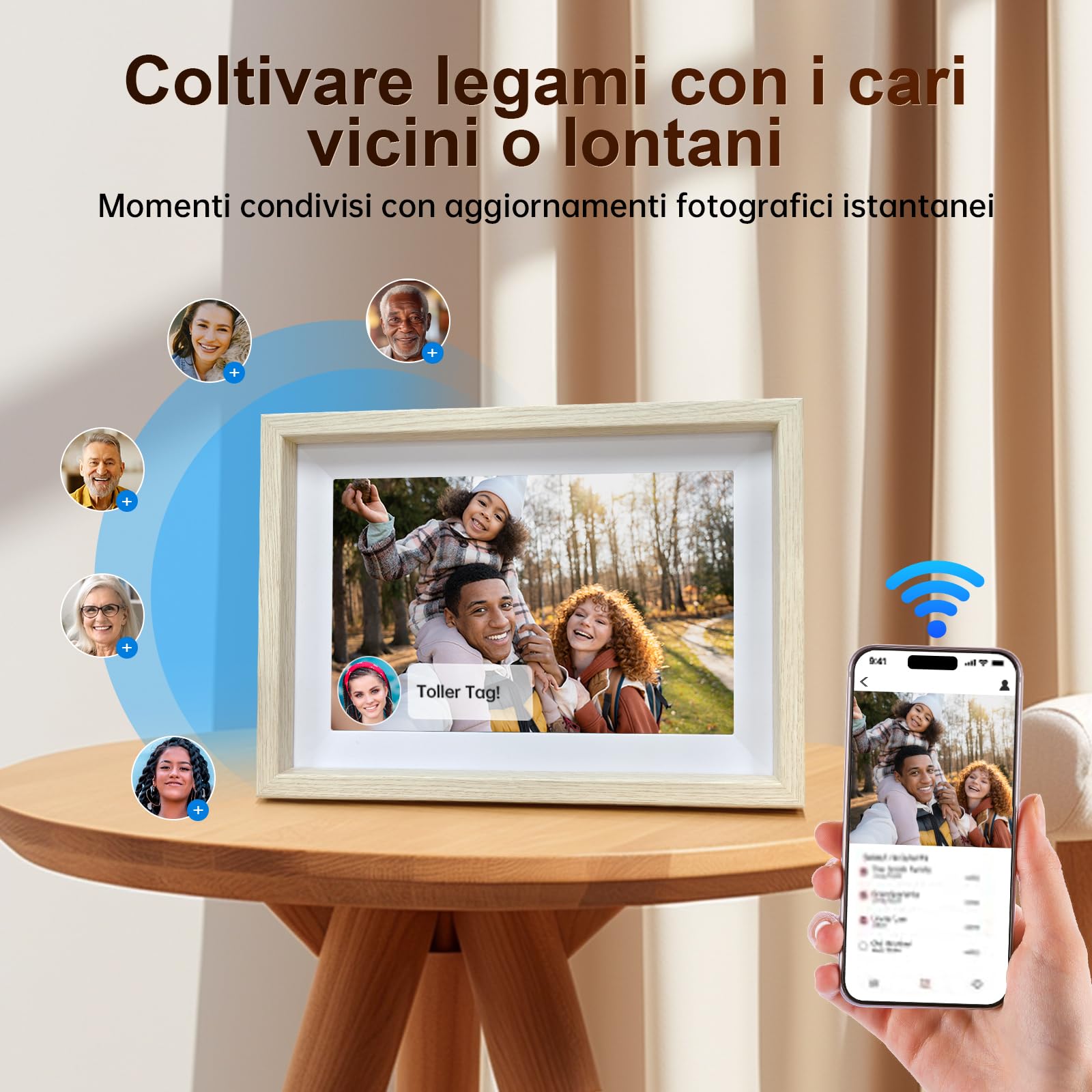 Cornice Digitale Foto Rollei Smart Frame WiFi 108 10,1 Frameo Portafoto Digitale 32GB 1280x800 Schermo Tattile IPS Condivisione Istantanea di Foto e Video Legno Bianco Cornice-Digitale-Foto-Frameo