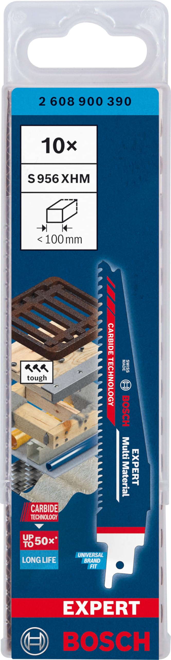 Bosch Professional 10x Lames de scie sabre Expert `Multi Material` S 956 XHM (pour Fonte, Longueur 150 mm, Accessoires Scie sabre)