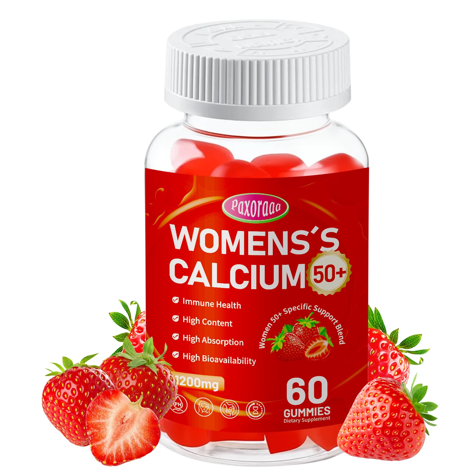 1200mg Women’s Calcium Citrate Gummies,Specific Blend,Strawberry Extract