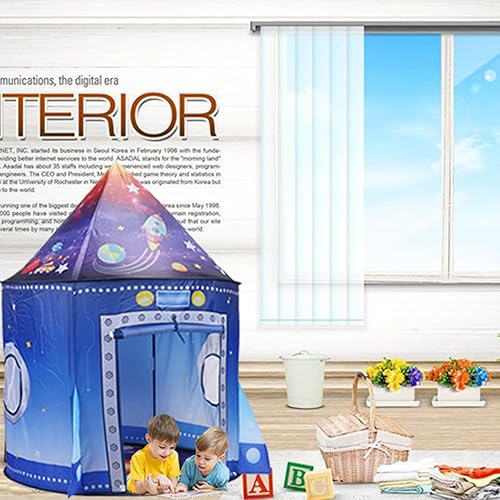 Miniatura 5 de Carpa de cohete para niños, tienda de campaña de juego de cohetes emergente para astronauta, tienda de juegos para niños y niñas