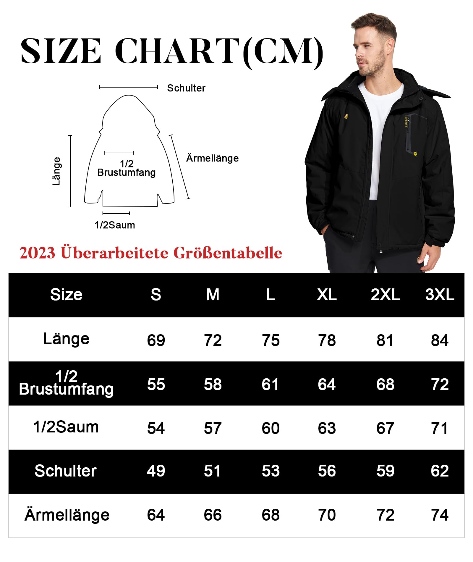 SwissWell Winterjacke Herren Warm Fleece Arbeitsjacke Wasserdicht Skijacke Winddicht Outdoor Jacke Winter mit Abnehmbarer Kapuze