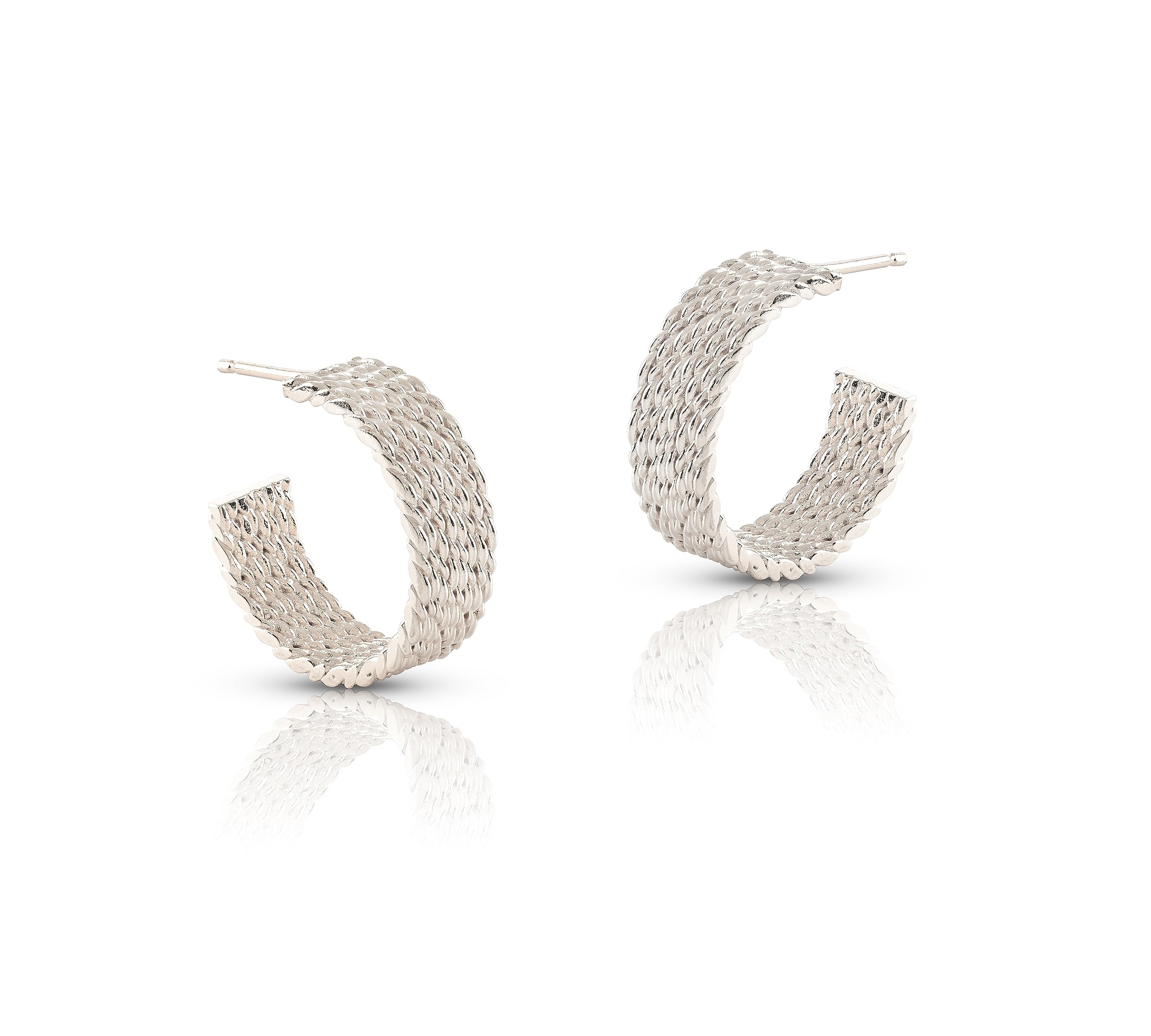Orecchini Grossi ad Anello in Argento 925, Orecchini a Cerchio con Texture Filigrana