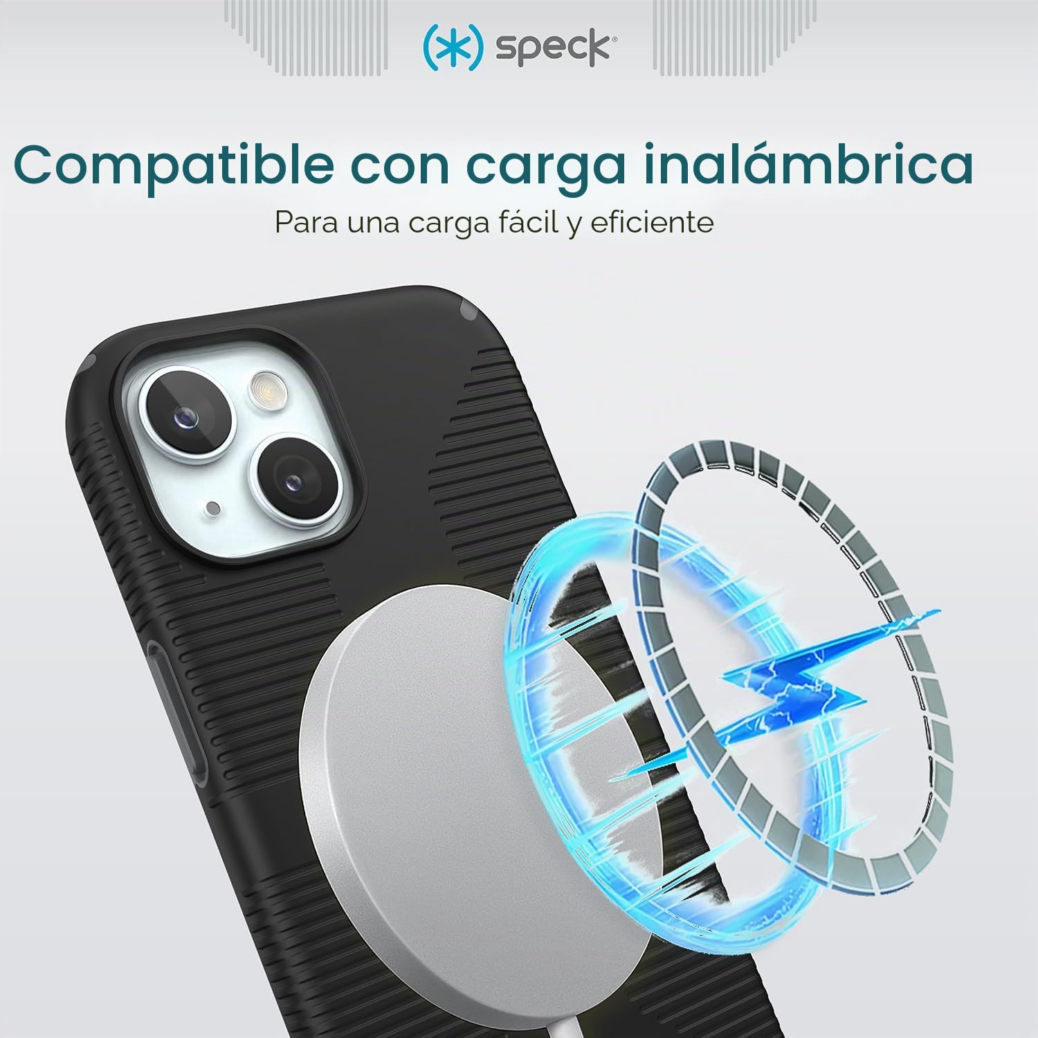 Speck CandyShell Grip - Funda para iPhone 15, iPhone 14 y iPhone 13, diseñada para MagSafe, Agarre de protección contra caídas, Resistente a arañazos, Suave al Tacto, Funda de teléfono de 6.1