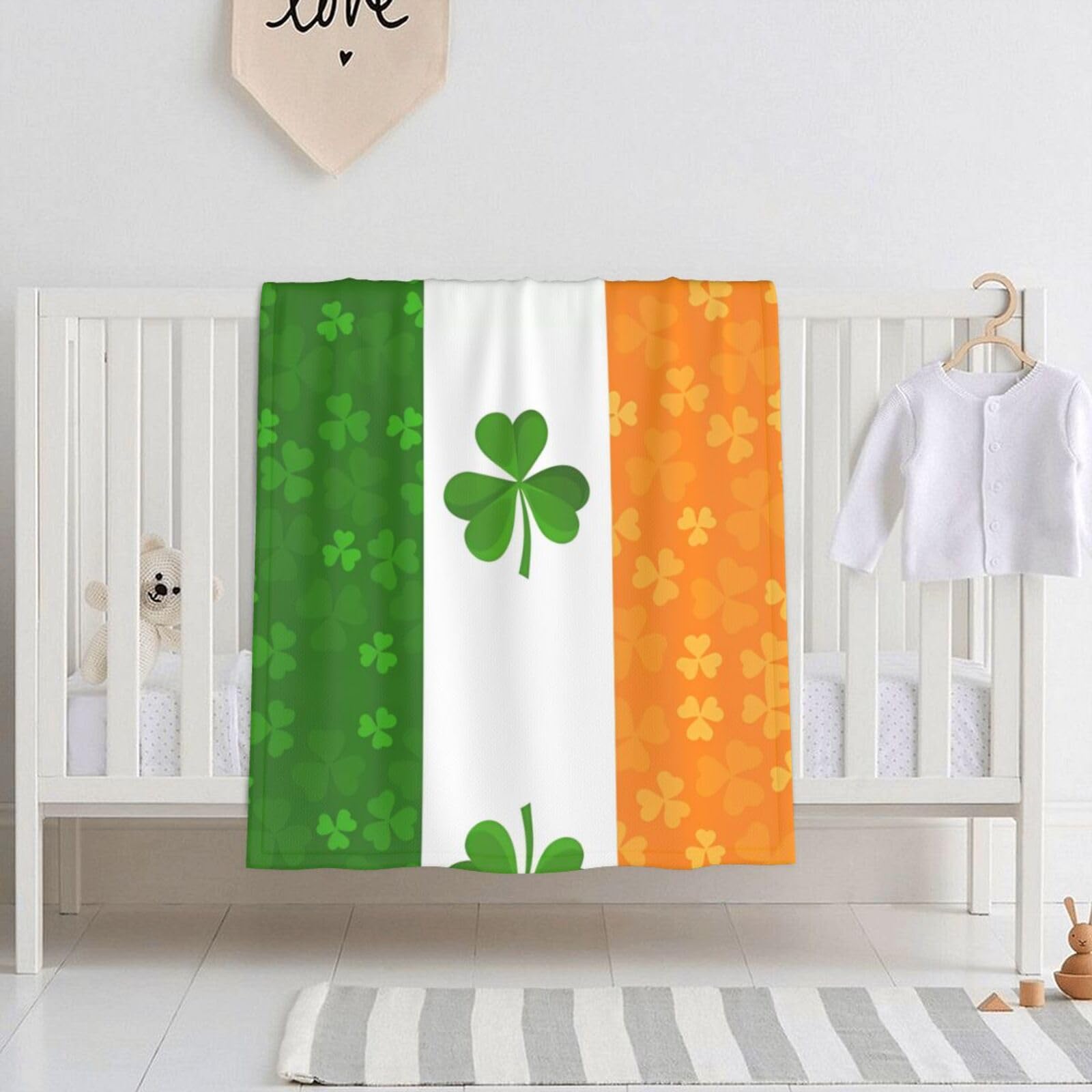Wbqlsl Irish Flag Printed Baby Blanket, 30" X 40" Newborn Swaddle, Baby Throw Blanket