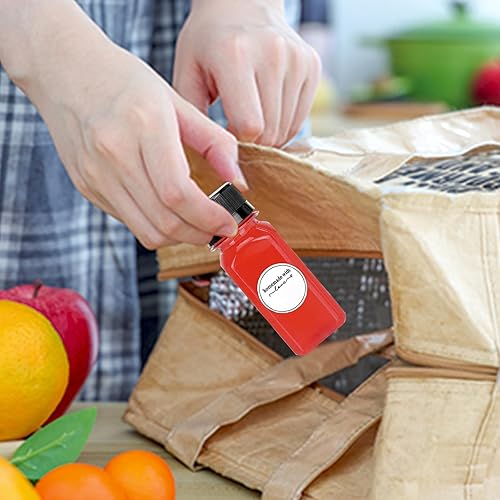 Miniatura 6 de Paquete de 10 botellas pequeñas de plástico para jugo de 2 onzas con tapas, 10 unidades, etiquetas, embudo y cepillo, mini botellas reutilizables de