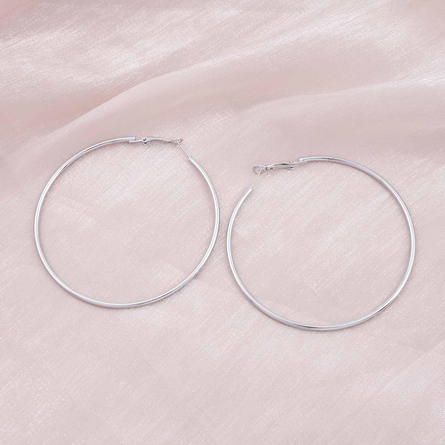 Bohemian Big Circle Earrings Silver Geometric Hoop Earrings Large Hollow Circle Earrings Minimalist Circle Hoop Earrings Jewelry for Women - Image 7