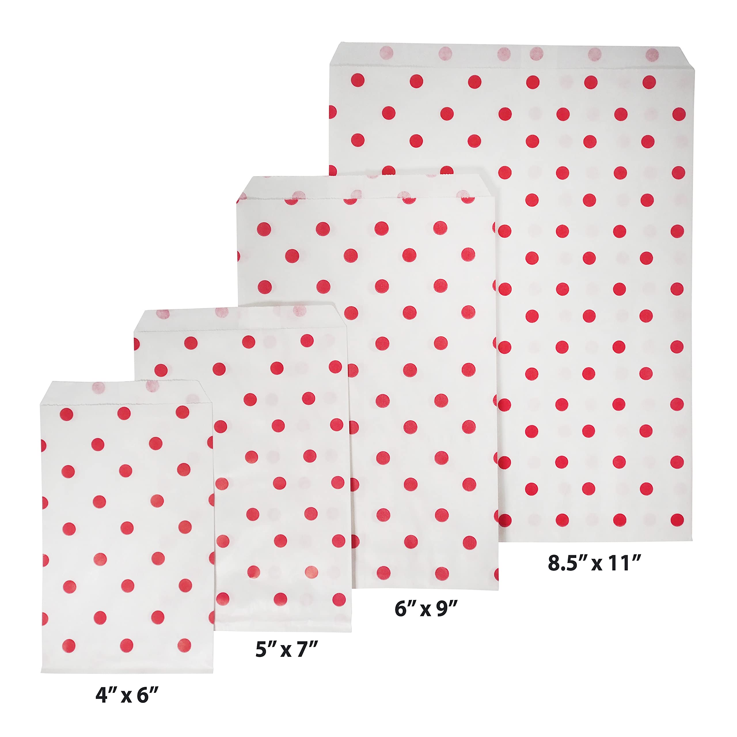 CuteBox Flat Paper Silver Polka Dot White Gift Bags (4\" X 6\") For Merchandise, Crafts, Party Favors, Retail, Handmade Goods, Arts And Crafts, Outdoor Events, Holidays, Weddings 100pc
